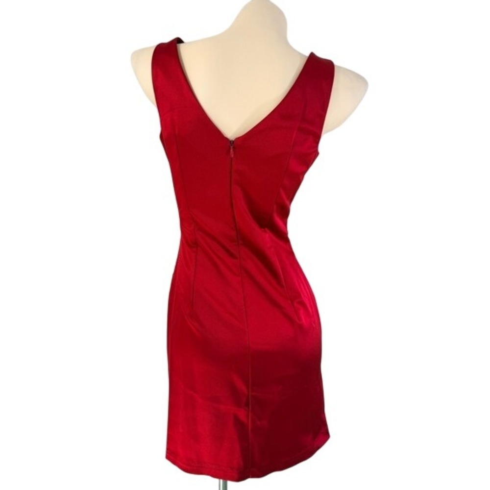 All That Jazz Vintage Coquette Red Beaded Satin Mini Dress Size 7/8 Made in USA - Picture 2 of 14